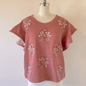 Anthropologie | Chloe Oliver Embroidered Padma Top